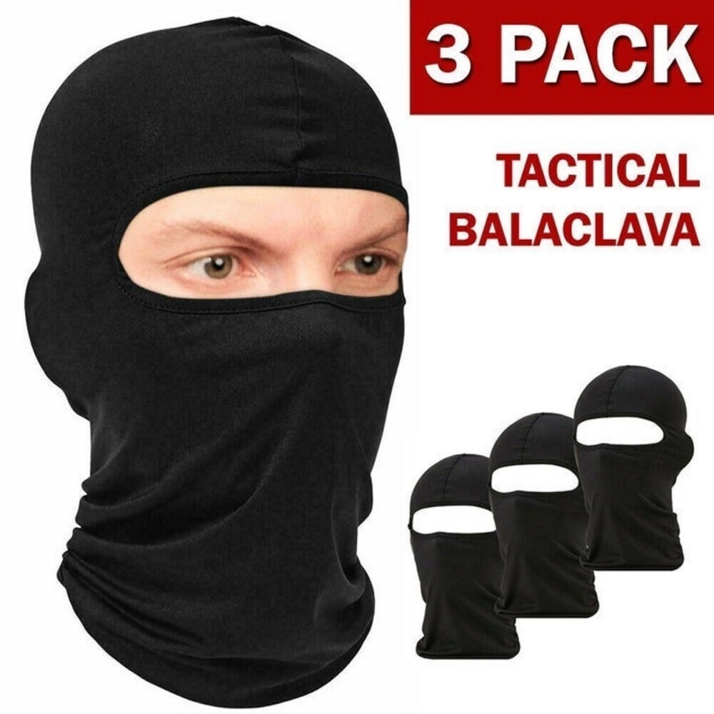 3-Pack Men Balaclava Black Full Face Mask Lightweight Motorcycle Warmer Ski Mask